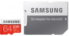 Карта пам'яті microSDXC 64 GB EVO PLUS UHS-I U3 (MB-MC64HA/RU) + SD Карта пам'яті microSDXC 64 GB EVO PLUS UHS-I U3 (MB-MC64HA/RU) + SD